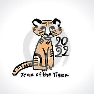 Year of the Tiger 2022. Year of the black water tiger on the Chinese calendar. Black Tiger Zodiac symbol. Chinese New Year.