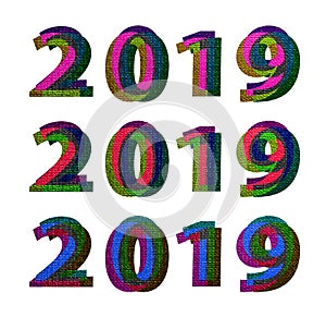 2019 year trendy colors number design template set. Font number design letters 2 0 1 9. photo