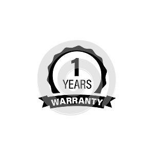 1 year warranty icon. One button label logo sticker. Vector on isolated white background. EPS 10 photo