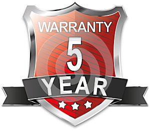 5 year warranty shield web icon badge
