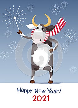 Year of the white bull 2021vector