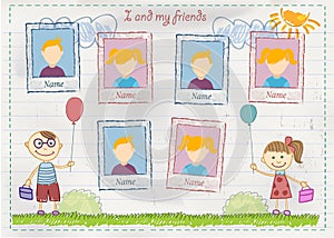 Yearbook with childrens drawings photo