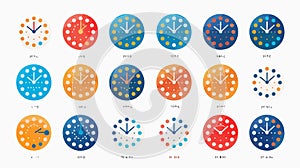 Yearly calendar icons set, featuring all twelve months with a clean design, perfect for organizing year-round events. photo