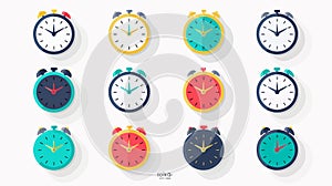 Yearly calendar icons set, featuring all twelve months with a clean design, perfect for organizing year-round events. photo