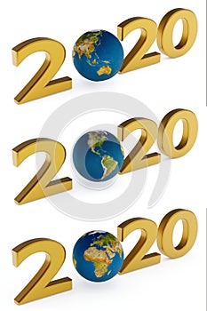 Yearr 2020 and earth globe