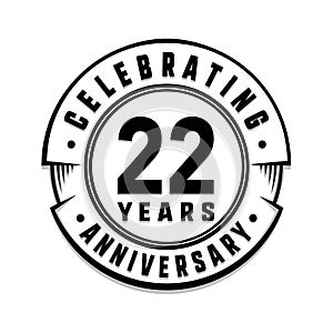 22 years anniversary logo template. 22nd vector and illustration.