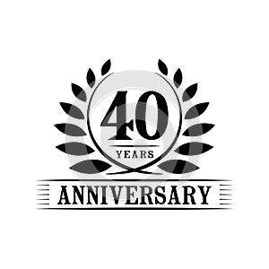 40 years anniversary celebration logo. 40th anniversary luxury design template. Vector and illustration. photo