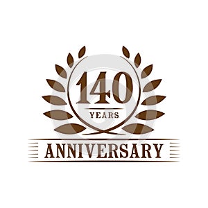 140 years anniversary celebration logo. 140th anniversary luxury design template. Vector and illustration.