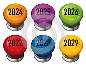 The years 2024 to 2025 written on a buzzer for a presentation.