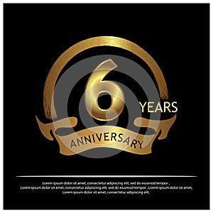 Six years anniversary golden. anniversary template design for web, game ,Creative poster, booklet, leaflet, flyer, magazine, invit photo