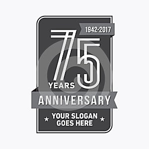 75 years celebrating anniversary design template. 75th logo. Vector and illustration.