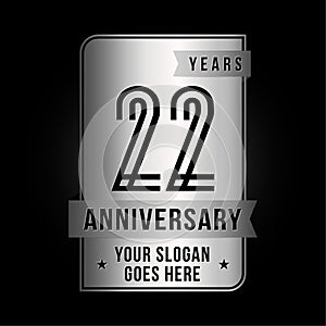 22 years celebrating anniversary design template. 22nd logo. Vector and illustration.