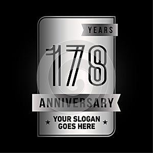 178 years celebrating anniversary design template. 178th logo. Vector and illustration.