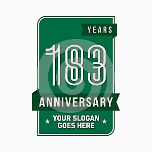 183 years celebrating anniversary design template. 183rd logo. Vector and illustration.