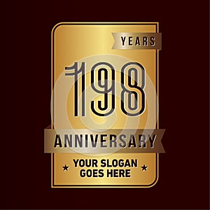 198 years celebrating anniversary design template. 198th logo. Vector and illustration.
