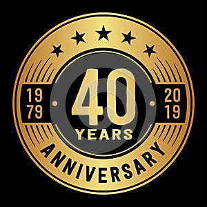 40 years celebrating anniversary design template. 40th anniversary logo. Vector and illustration. photo
