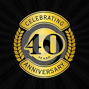 40 years celebrating anniversary design template. 40th logo. Vector and illustration. photo