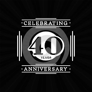 40 years celebrating anniversary design template. 40th logo. Vector and illustration. photo