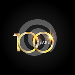 100 Years Anniversary Celebration Gold Vector Template Design Illustration