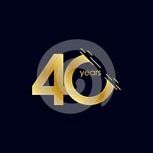 40 Years Anniversary Celebration Gold Vector Template Design Illustration