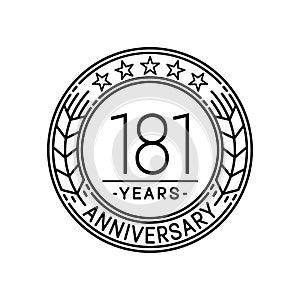 181 years anniversary celebration logo template. 181st line art vector and illustration.
