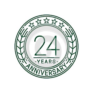 24 years anniversary celebration logo template. 24th line art vector and illustration.