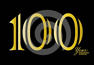 100 years anniversary celebration logotype gold color vector, 100th birthday logo,100 number, anniversary year banner, anniversary