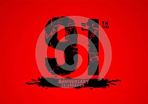 91 years anniversary celebration logotype on red background, 91th birthday logo, 91 number, anniversary year banner, anniversary photo