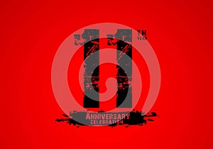 11 years anniversary celebration logotype on red background, 11th birthday logo, 11 number, anniversary year banner, anniversary