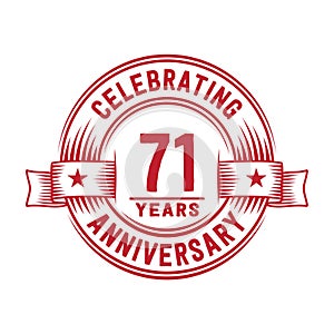71 years anniversary celebration logotype. 71st years logo. Vector and illustration.