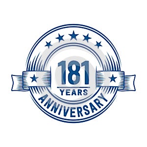 181 years anniversary celebration logotype. 181st years logo. Vector and illustration.