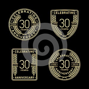 30 years anniversary celebration logotype. 30th anniversary logo collection. Set of anniversary design template.