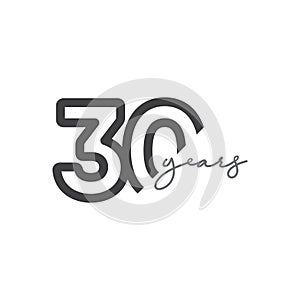 30 Years Anniversary Celebration Number Vector Template Design Illustration Logo Icon