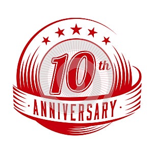 10 years anniversary design template. 10th anniversary celebrating logo design. 10years logo. photo