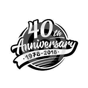 40 years anniversary design template. Vector and illustration. 40th logo. photo