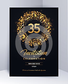  35 anos aniversario invitación plantilla ilustraciones.negro tarjeta de felicitación plantilla 