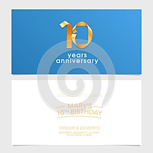 10 years anniversary invitation vector illustration. Design element with number