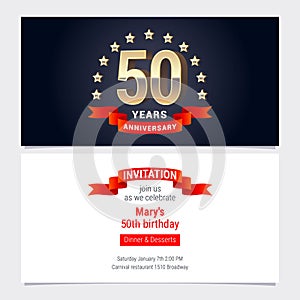 50 years anniversary invitation vector