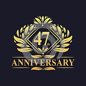 47 years Anniversary Logo, Luxury floral golden 47th anniversary logo photo