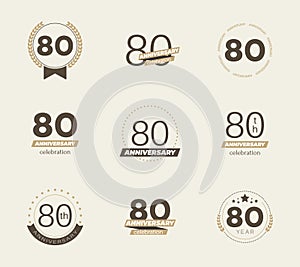 80 years anniversary logo set. 80th anniversary icons. photo