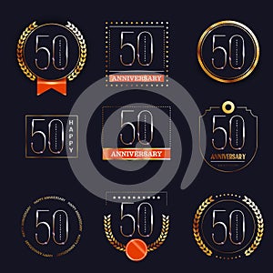 50 years anniversary logo set.