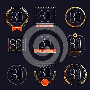 80 years anniversary logo set.