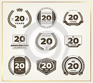 20 years anniversary logo set.