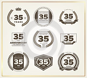 35 years anniversary logo set.