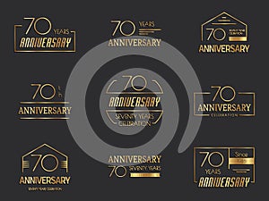70 years anniversary logo set.