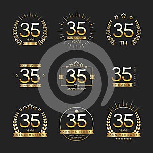 35 years anniversary logo set.