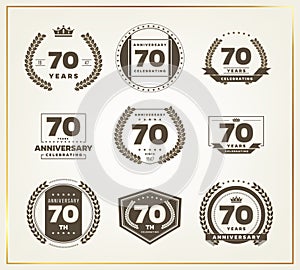 70 years anniversary logo set.