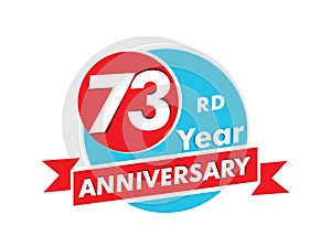 73 years anniversary logotype. Celebration 73rd anniversary celebration design photo