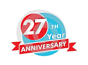 27 years anniversary logotype. Celebration 27th anniversary celebration design photo