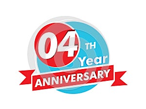 04 years anniversary logotype. Celebration 04th anniversary celebration design